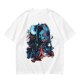 Olive T-shirt with fantasy warrior and moon graphic print