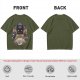 Olive T-Shirt with Stacked Anime Character Totem Print