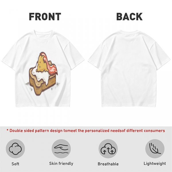 Olive T-Shirt With Cute Lazy Egg On Toast And Bacon Print