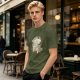 Olive green graphic t-shirt with good friends donut and coffee print