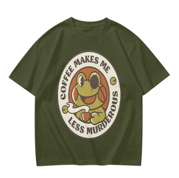 Coffee Makes Me Less Murderous Frog Graphic T-Shirt