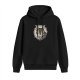 Black Hoodie With Ornate Wild Cat Head Graphic Design