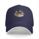 Black baseball cap with three sloths in a box that says adopt a sloth