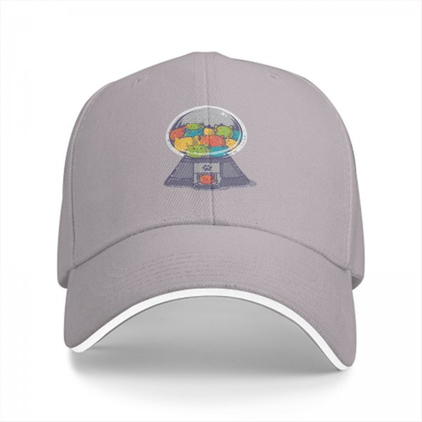 Black Baseball Cap With Cat Gumball Machine Graphic