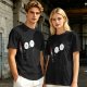 Olive T-shirt with a black cartoon cat holding a bloodied knife