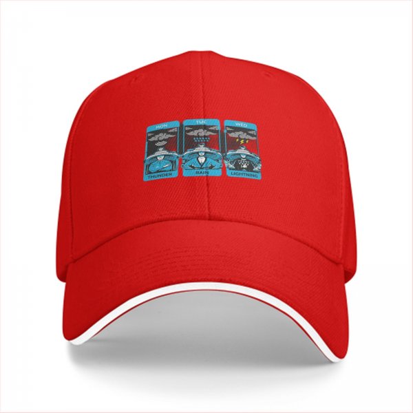 Black Baseball Cap With Thunder Rain Lightning Tarot Card Style Print