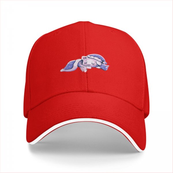 Black baseball cap with a sleeping cute cat graphic