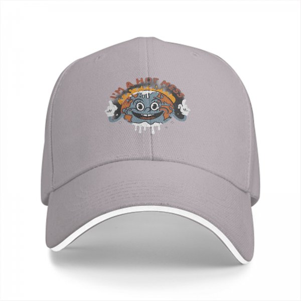 Black baseball cap with 'I'm A Hot Mess' melting earth graphic