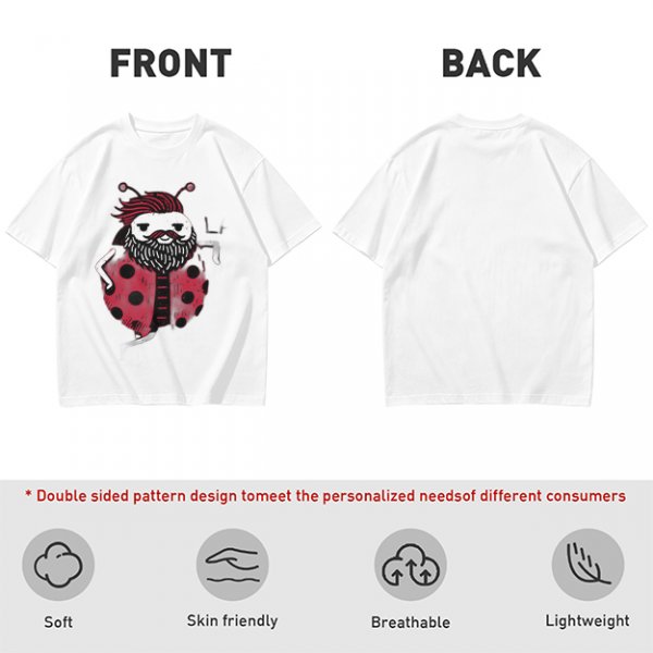 Olive Green T-Shirt With Bearded Ladybug Print