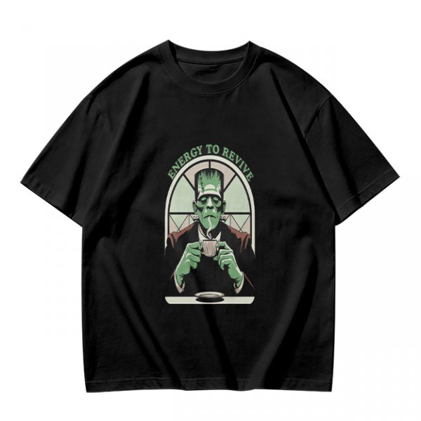 Frankenstein Monster Coffee T-Shirt Energy To Revive