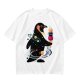 Olive T-Shirt With Cosmic Penguin And Ice Cream Print