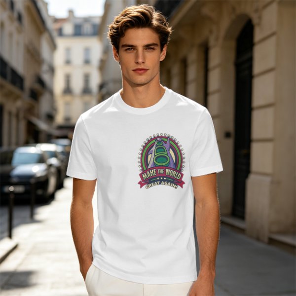 Olive T-Shirt With Make The World Great Again Space Graphic Print