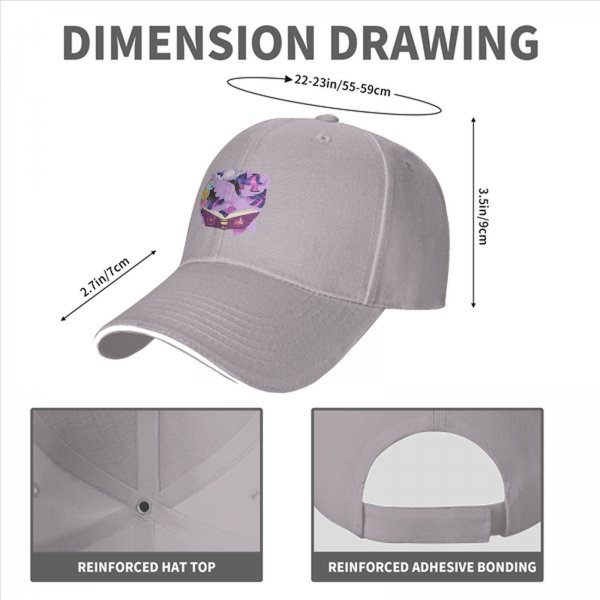 Black baseball cap with Twilight Sparkle reading a magic book print