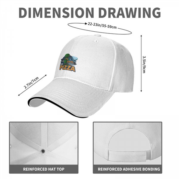 Black baseball cap with alien eating pizza and 'FOR PIZZA' text