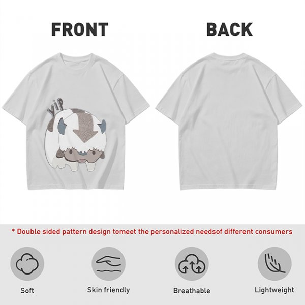 Olive green t-shirt with cute Appa the sky bison print