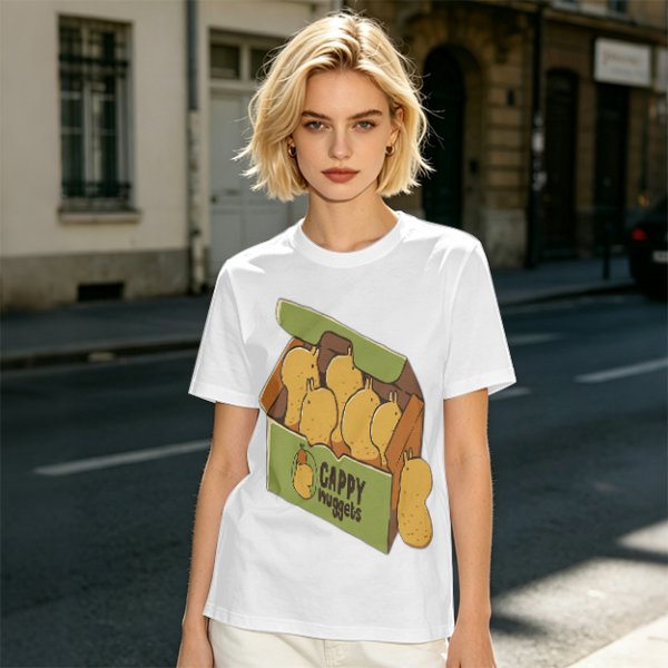 Olive T-Shirt With Cappy Nuggets Cartoon Print