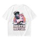 Olive t-shirt with cute grim reaper riding unicorn and death metal graphic