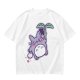 Olive T-Shirt With Cute Chibi Totoro Holding Leaf Print