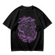 Olive Green T-Shirt with Purple Abstract Swirling Graphic Print