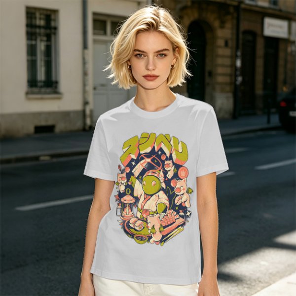 Olive T-Shirt With Final Fantasy Tonberry Moogle Sushi Art Print