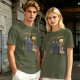 Olive T-Shirt with Shy Mage Wizard and Magical Artwork Print