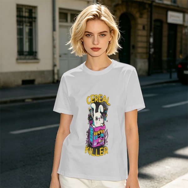 Olive T-Shirt With Cereal Killer Bunny Graphic Print