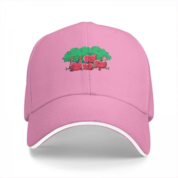Black baseball cap with apple orchard graphic print
