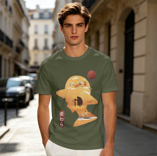 Anime Straw Hat Silhouette Graphic T-Shirt