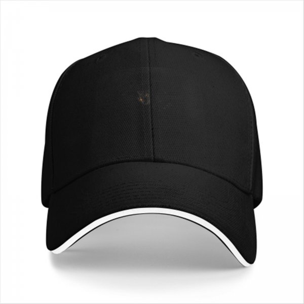 Black Baseball Cap with White Trim Brim