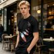 Olive T-Shirt With Melting Red White Blue Popsicle Print