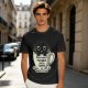 Olive T-Shirt With Black Cat In Coffee Cup 'Everything Is Pawsible With Coffee' Print