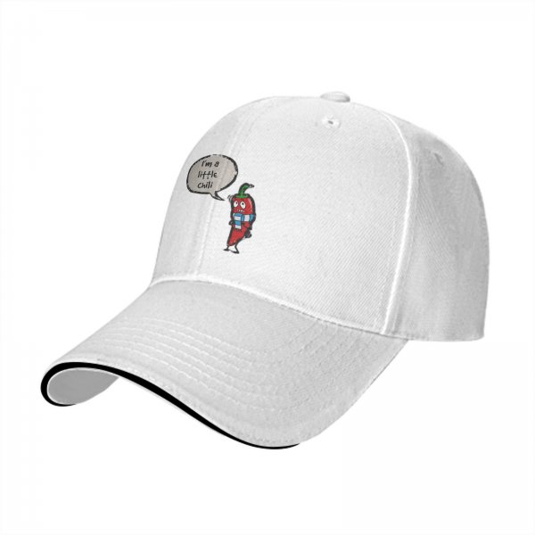 Black Baseball Cap With I'm A Little Chili Cartoon Pepper Design