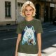 Olive T-Shirt With White Wolf And Howling Wolf Moon Graphic