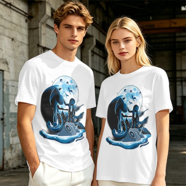 Olive T-Shirt With Dragon Rider Moonlit Fantasy Art Print