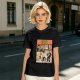 Olive green t-shirt with Yellow Fiction Simpson-style Pulp Fiction dance print