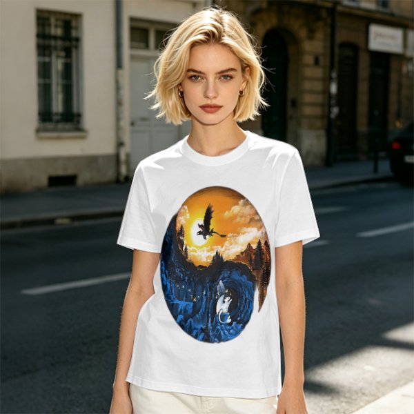 How to Train Your Dragon Night and Light Fury Dragon Scene T-Shirt