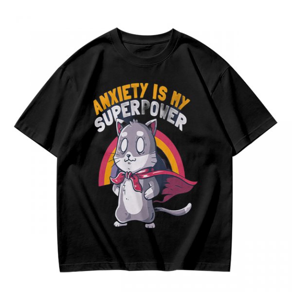 Anxiety Is My Superpower Cat Graphic T-Shirt