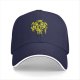 Black Baseball Cap With Distressed Yellow Skull Pirate Emblem