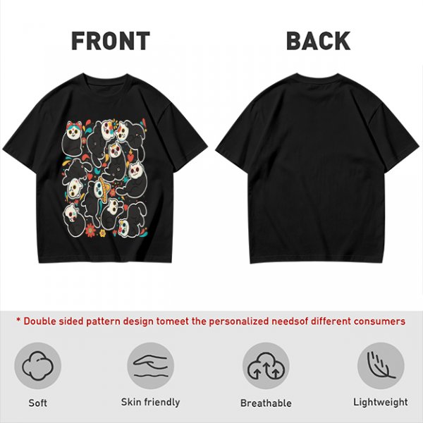 Olive T-Shirt With Day Of The Dead Cat Skull Graphic Print