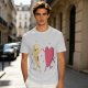 Olive T-Shirt with Dancing Pizza Slice and Heart Graphic
