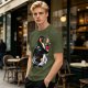 Olive T-Shirt With Cosmic Penguin And Ice Cream Print