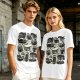 Olive Green T-Shirt With Playful Black Cats In Kitchenware Print
