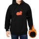 Black Hoodie With Cute Reindeer Cat Graphic Print