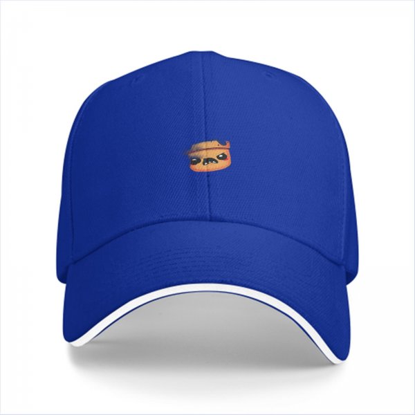 Black baseball cap with small angry pot character graphic