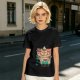 Olive green t-shirt with cute shiba inu ice cream graphic