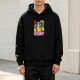 Black Hoodie with One Piece Anime Character Collage Print