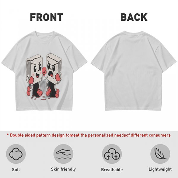 Olive T-Shirt With Retro Cartoon Fighting Ice Cubes Graphic