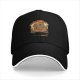 Black baseball cap with cute capybara graphic and playful text