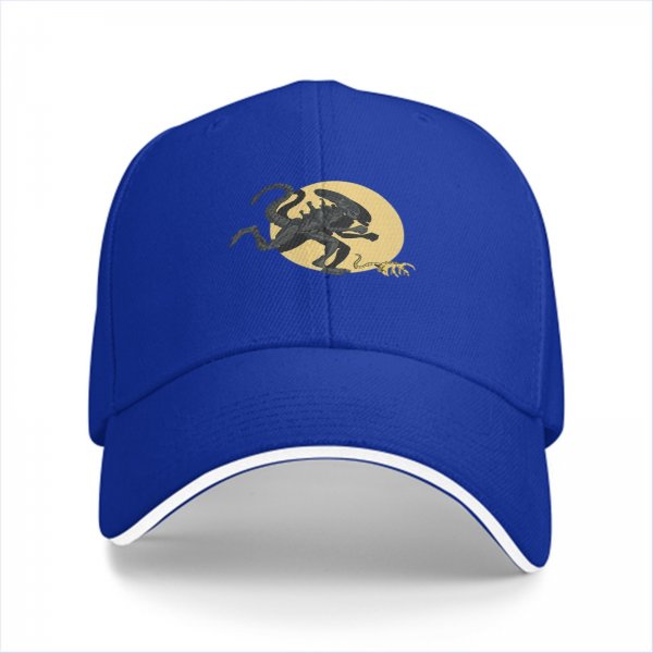 Black Baseball Cap With Xenomorph Alien Graphic Print