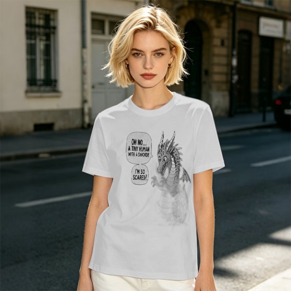 Olive Dragon Funny Sword Joke Graphic T-Shirt